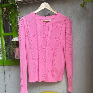 Charter Club Bright Pink Knit Button-Front Cardigan